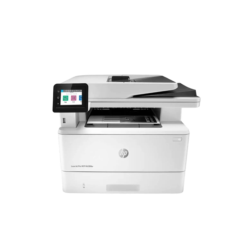 نمای جلوی پرینتر HP M428fdw با نمایشگر لمسی