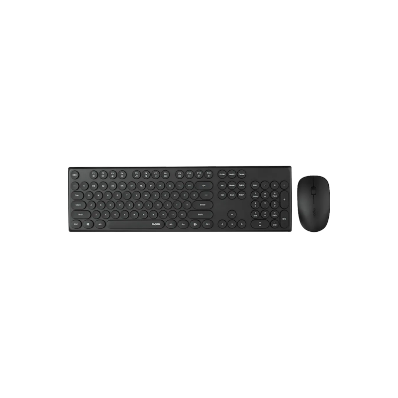 کیبورد و موس بی‌سیم Rapoo X260 با طراحی مشکی و اتصال ۲.۴ گیگاهرتزی