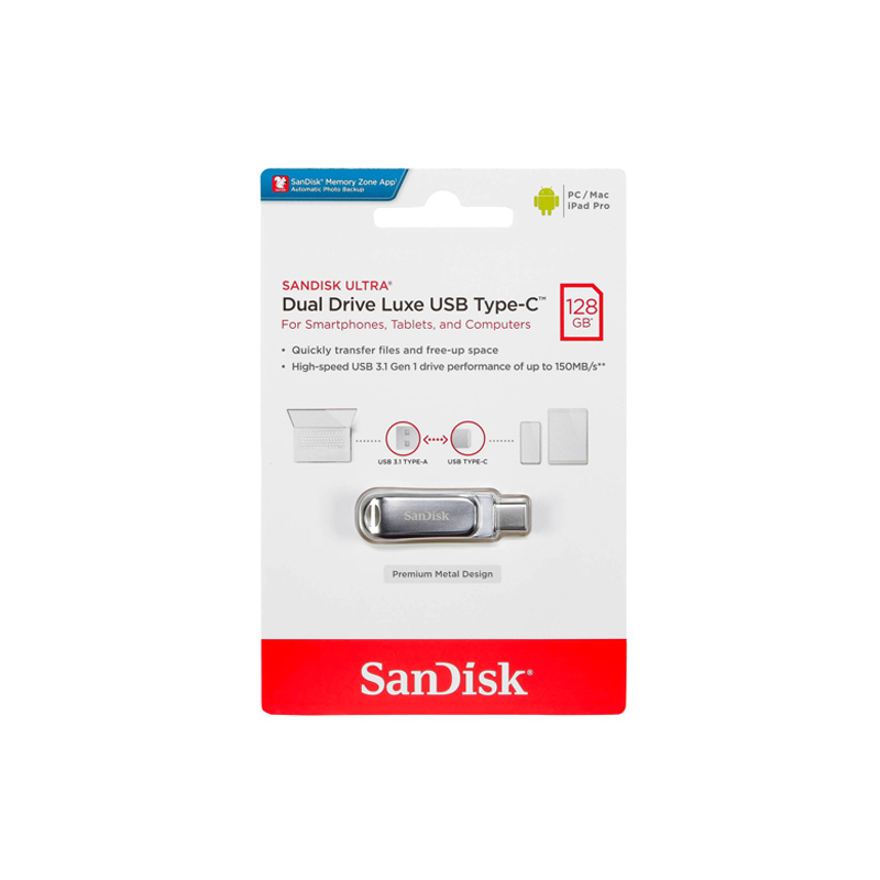 فلش دوطرفه SanDisk Dual Drive Luxe ظرفیت 128 گیگ